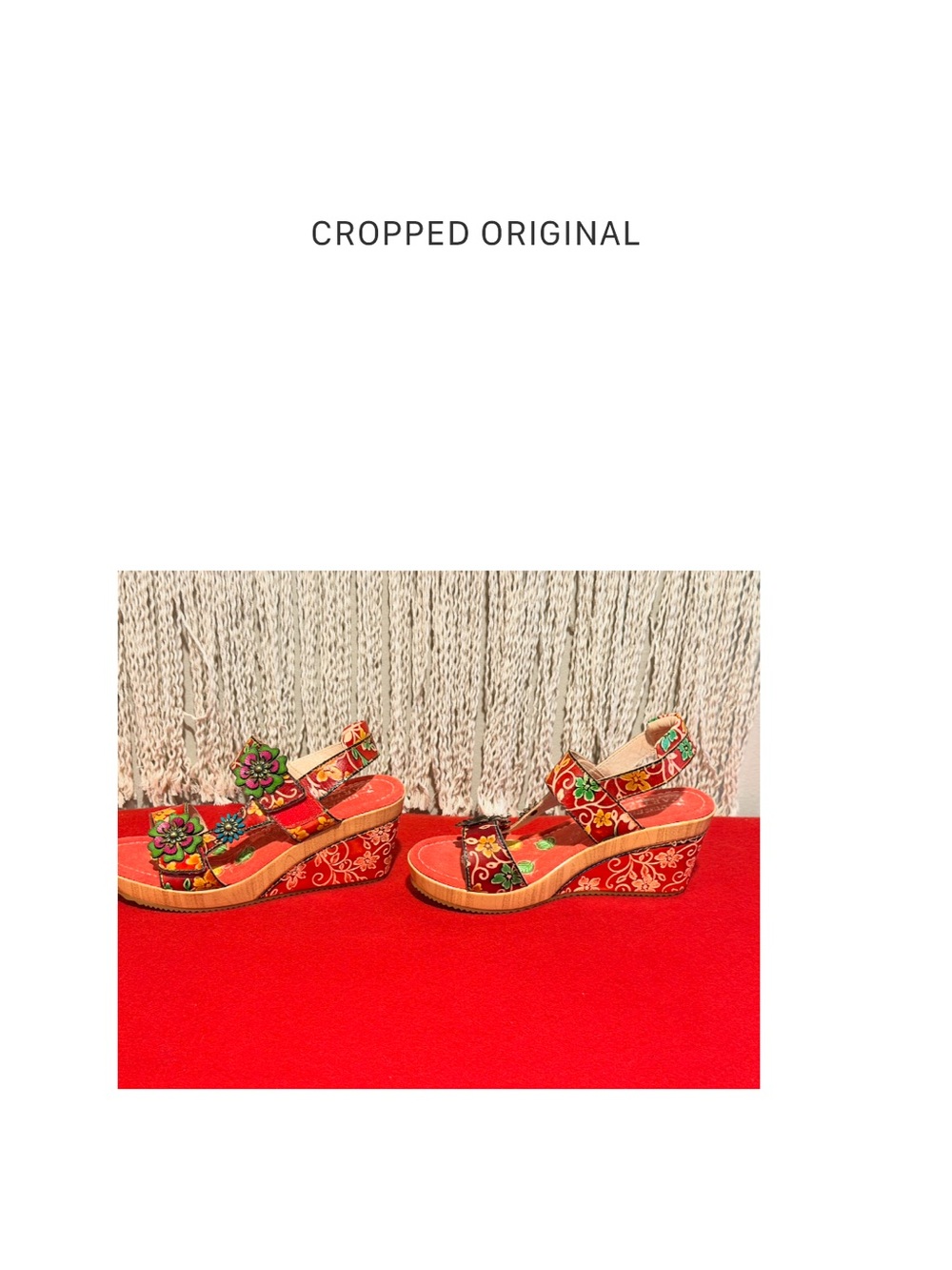 Spring Step L’Artiste Red Floral Platform Slide Sandals with Colorful Accents - Picture 9 of 10